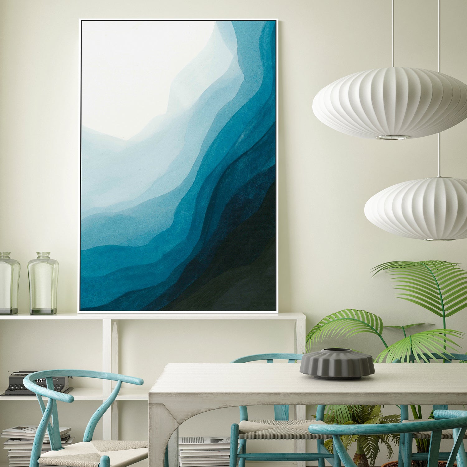 wall-art-print-canvas-poster-framed-Blue Waves of Serenity, Style A-7