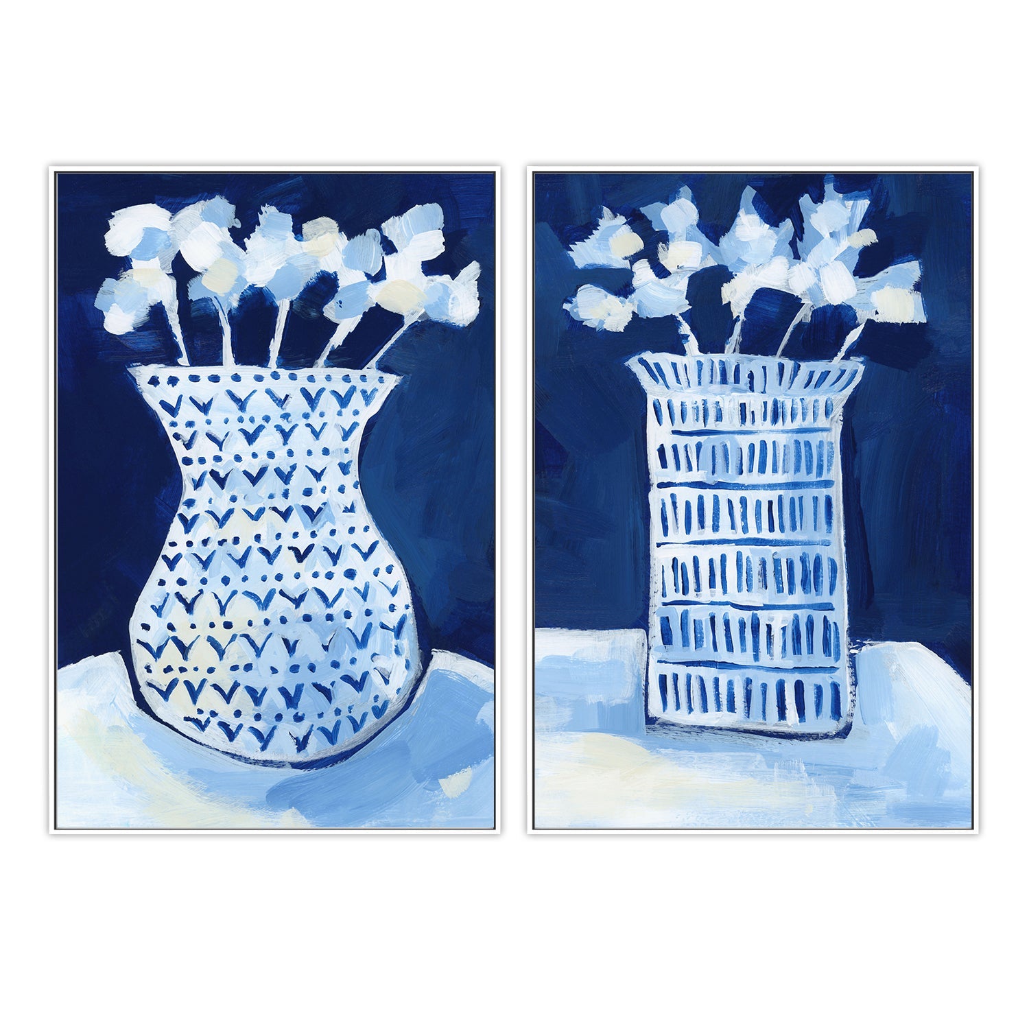 wall-art-print-canvas-poster-framed-Blue & White Florals , Style C & D , Set Of 2 , By Jetty Home-5