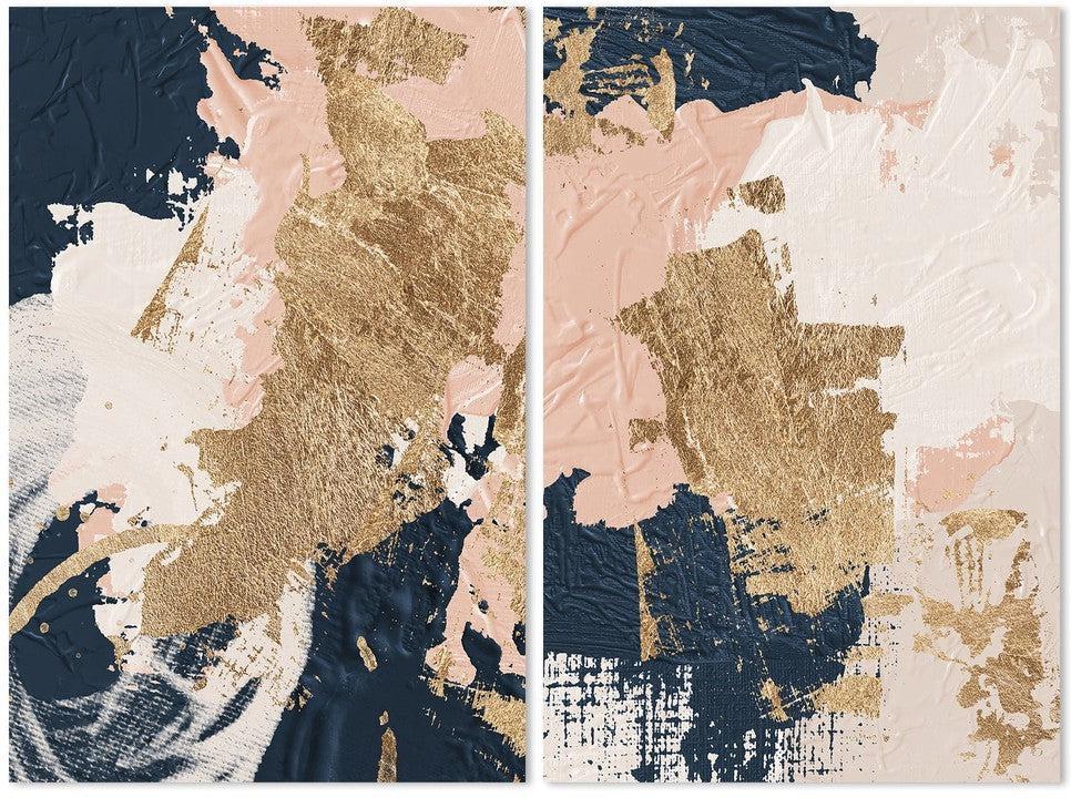 wall-art-print-canvas-poster-framed-Blush And Navy Abstract, Set Of 2, Style B-by-Gioia Wall Art-Gioia Wall Art