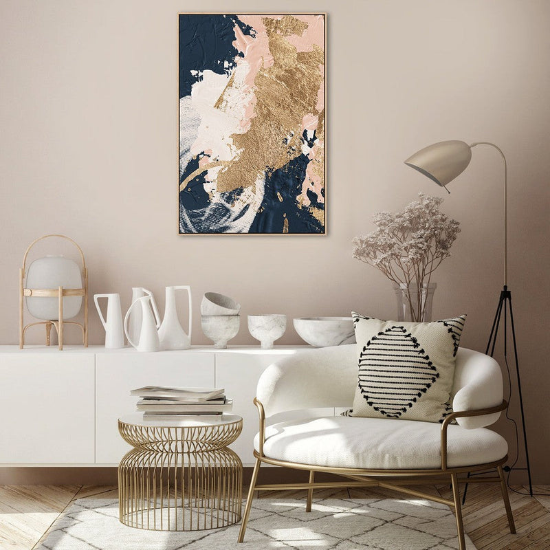 wall-art-print-canvas-poster-framed-Blush And Navy Abstract, Style A-by-Gioia Wall Art-Gioia Wall Art