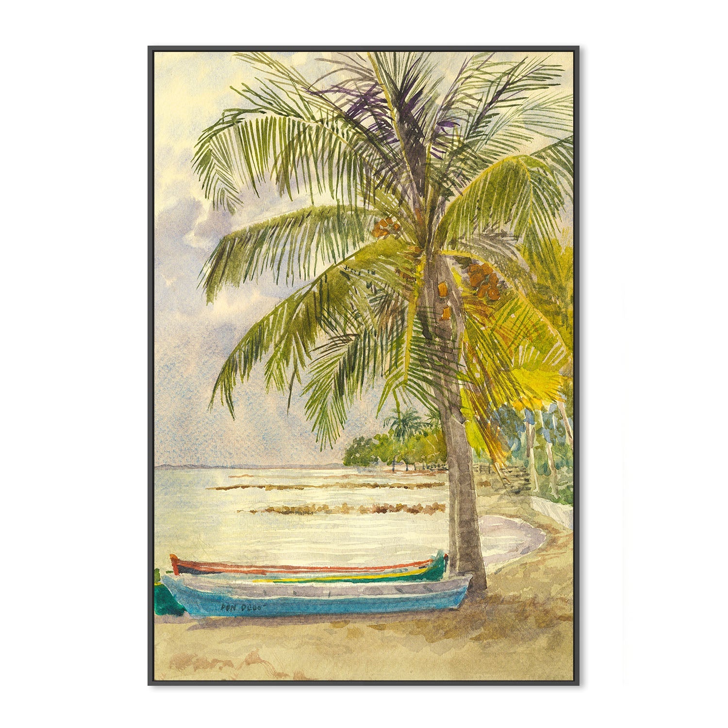 wall-art-print-canvas-poster-framed-Boats and Coconuts , By David Dallison-3