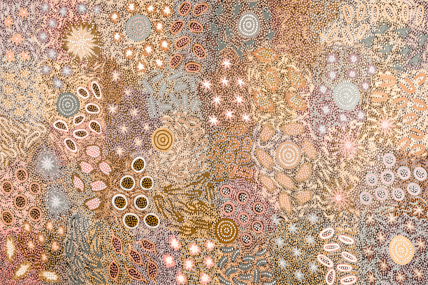 wall-art-print-canvas-poster-framed-Body Painting Ceremony, Peachy Tones , By Michelle Possum Nungurrayi-1