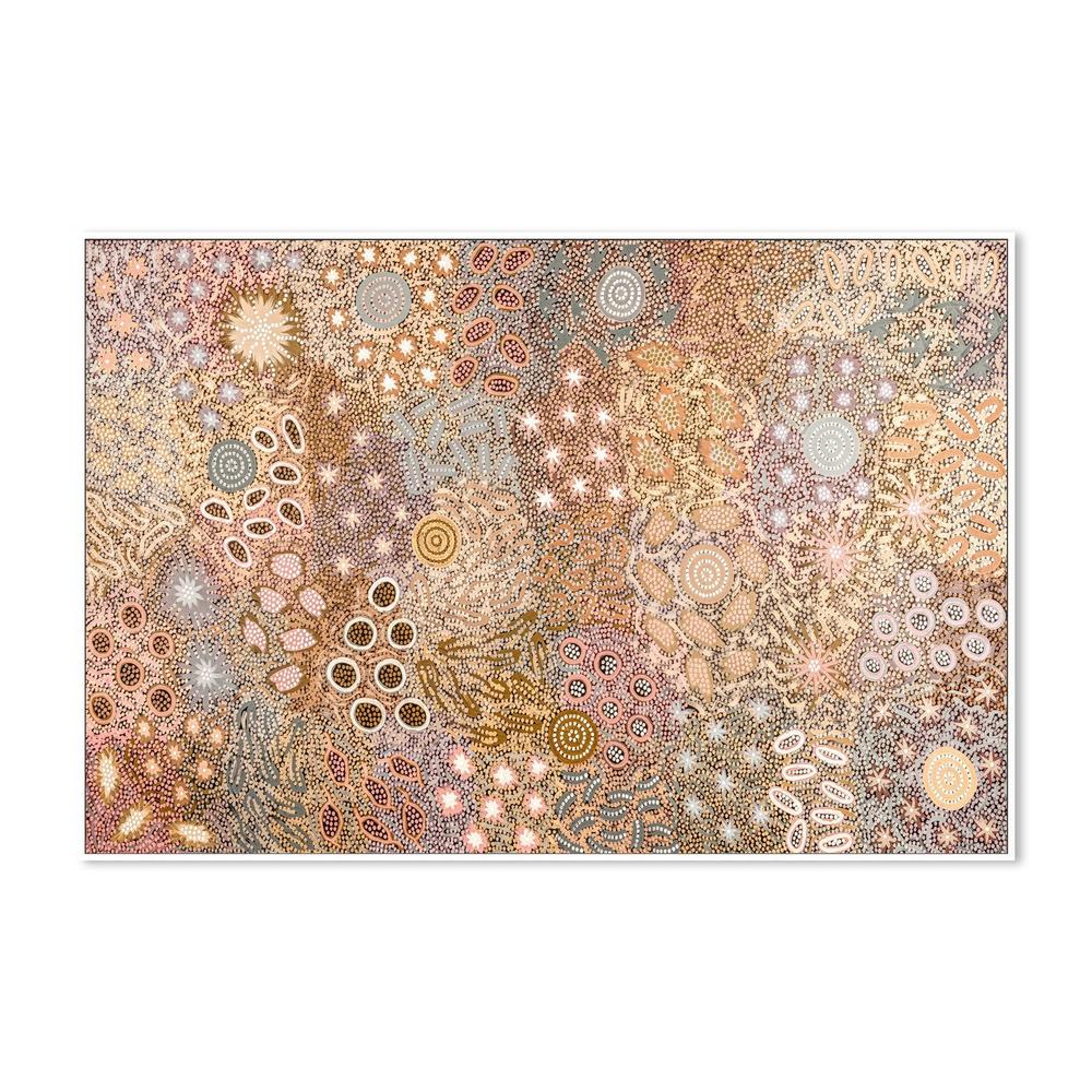 wall-art-print-canvas-poster-framed-Body Painting Ceremony, Peachy Tones , By Michelle Possum Nungurrayi-5