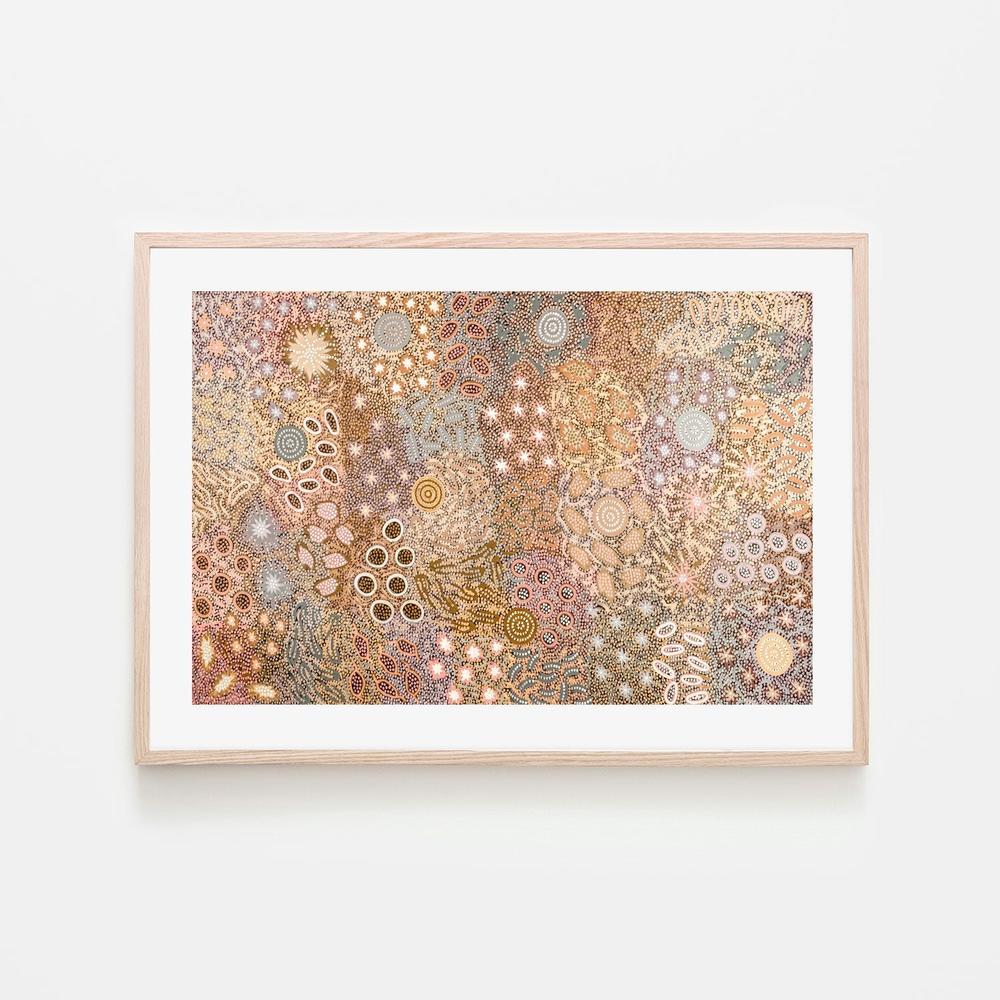 wall-art-print-canvas-poster-framed-Body Painting Ceremony, Peachy Tones , By Michelle Possum Nungurrayi-6