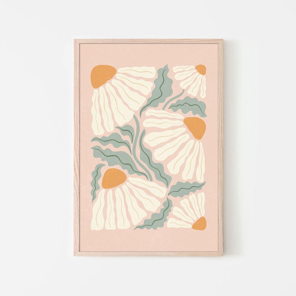 wall-art-print-canvas-poster-framed-Bohemian Daisy Pattern-6