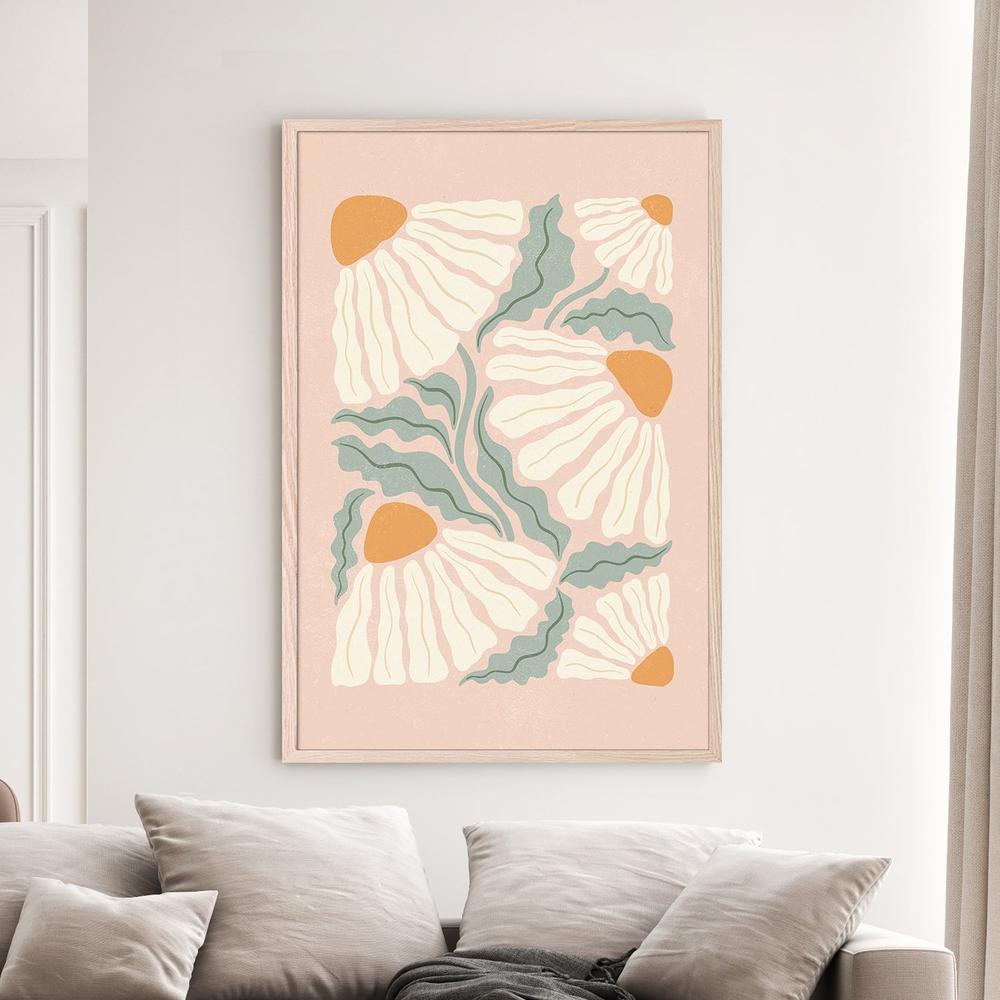 wall-art-print-canvas-poster-framed-Bohemian Daisy Pattern-7