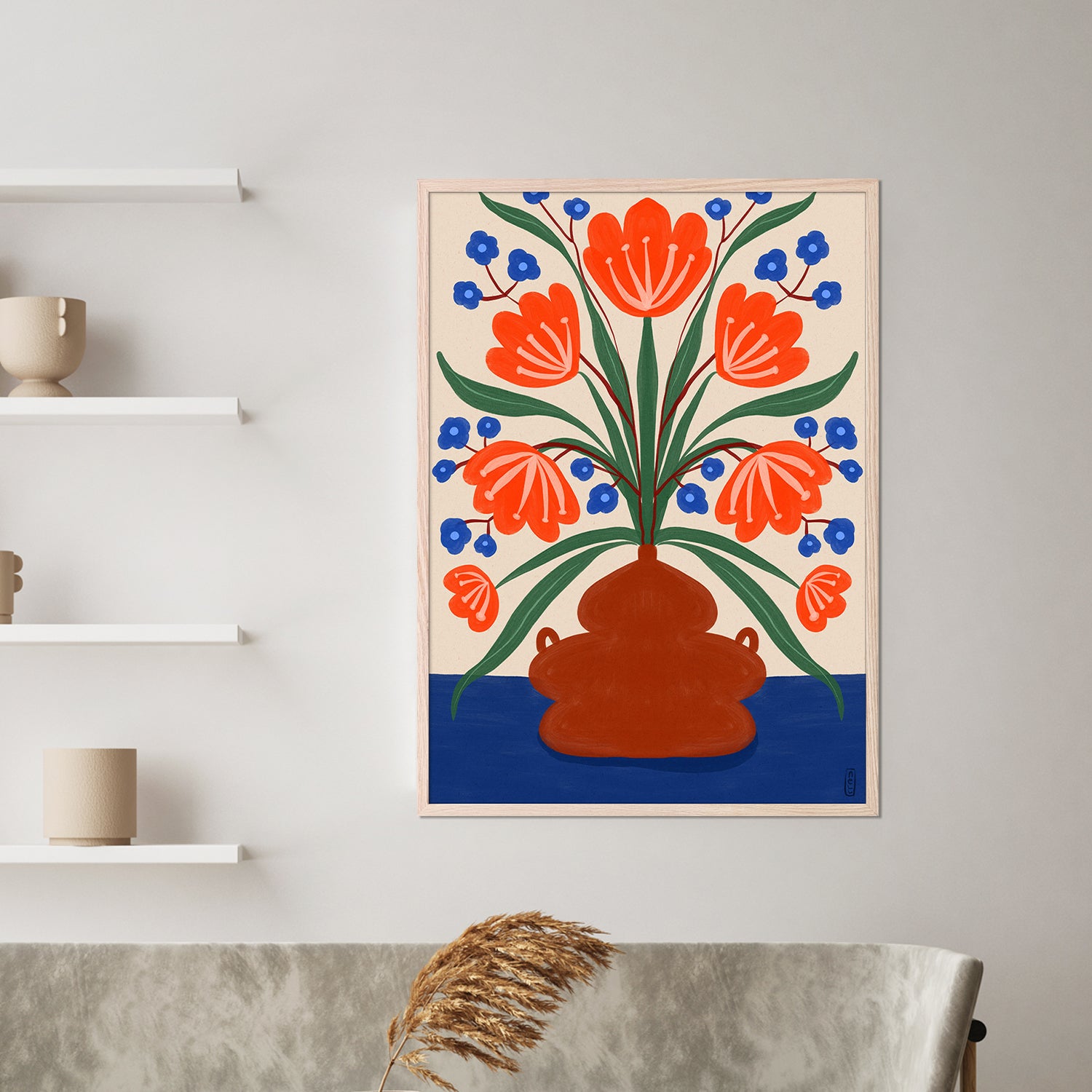 wall-art-print-canvas-poster-framed-Boho Folk Floral Illustration-7