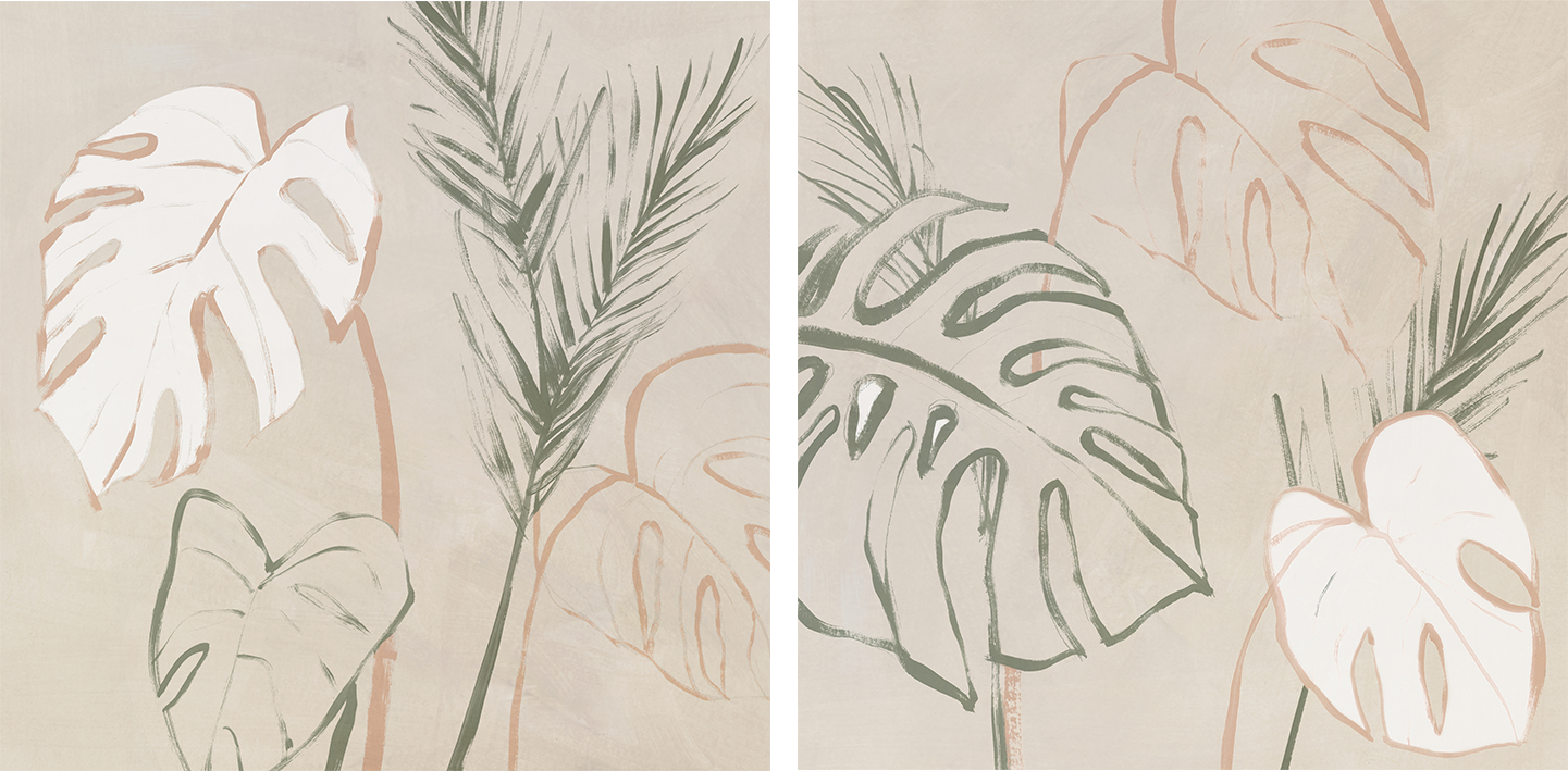 wall-art-print-canvas-poster-framed-Boho Palms, Style A & B, Set Of 2 , By Aria K-1