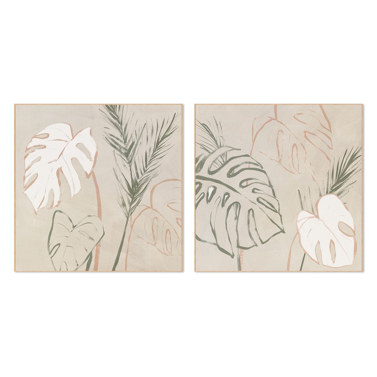 wall-art-print-canvas-poster-framed-Boho Palms, Style A & B, Set Of 2 , By Aria K-4