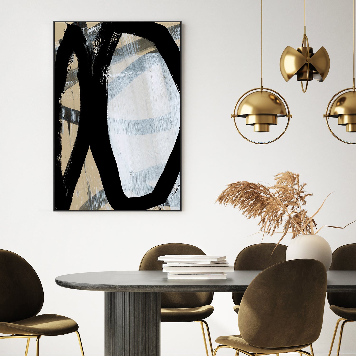 wall-art-print-canvas-poster-framed-Bold Black On White, Style A-2