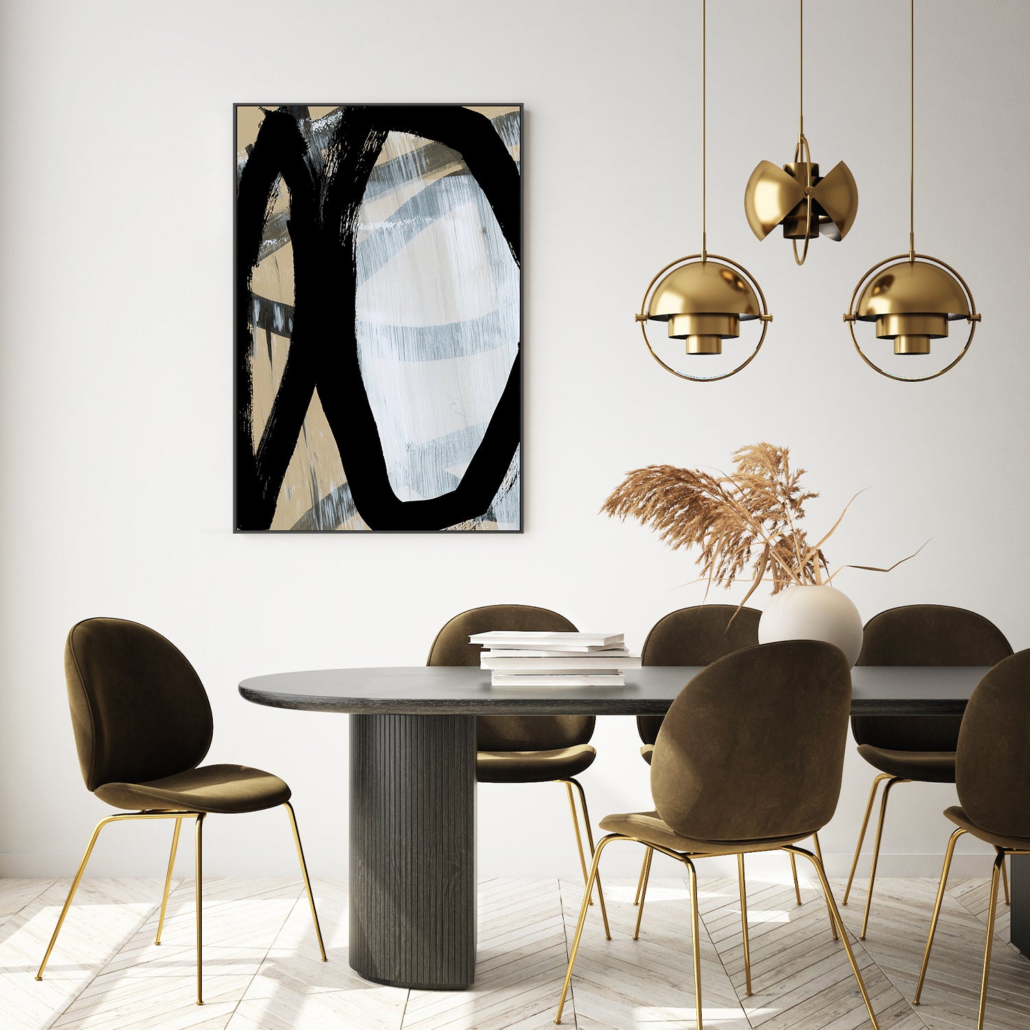 wall-art-print-canvas-poster-framed-Bold Black On White, Style A-7