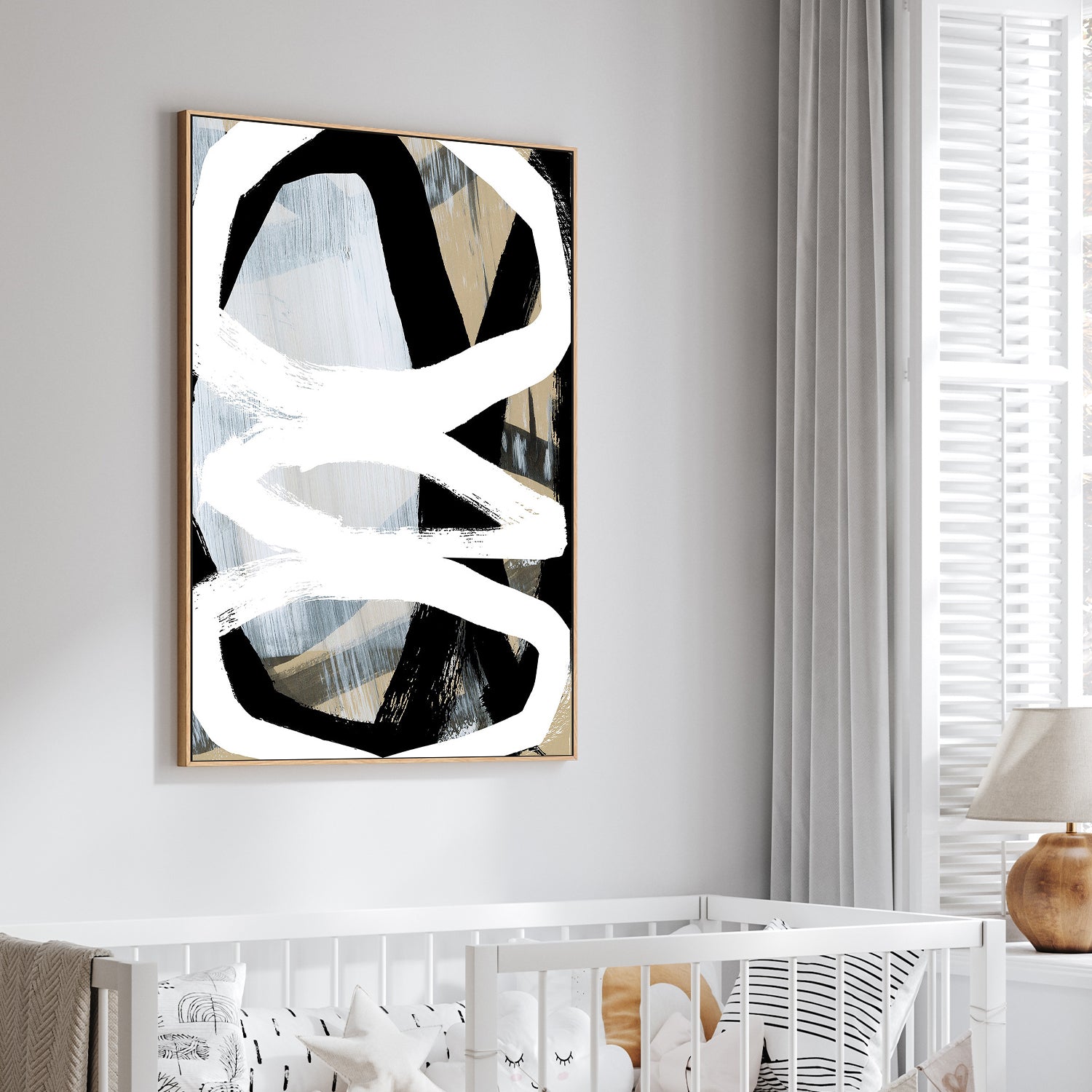 wall-art-print-canvas-poster-framed-Bold Black On White, Style C-2
