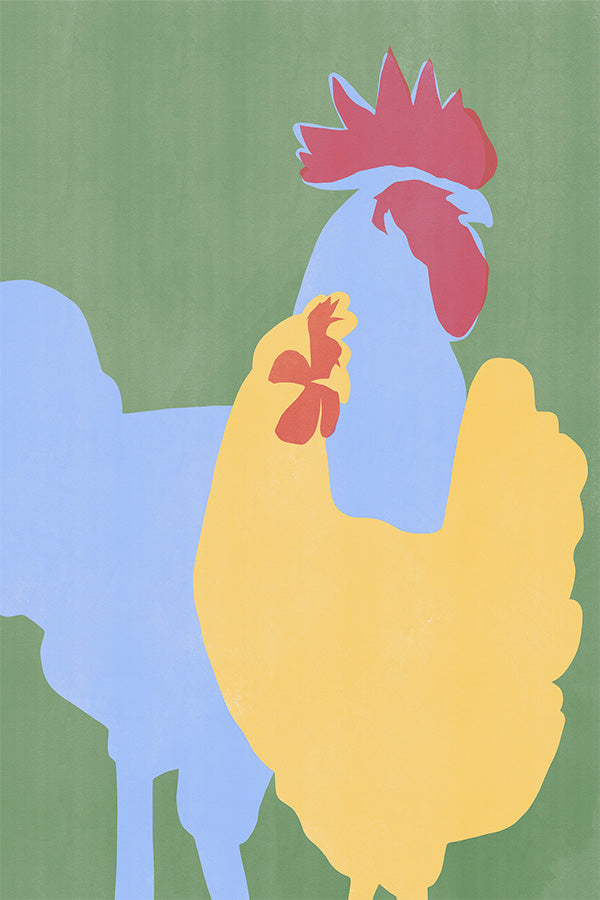 wall-art-print-canvas-poster-framed-Bold Rooster Silhouette-1
