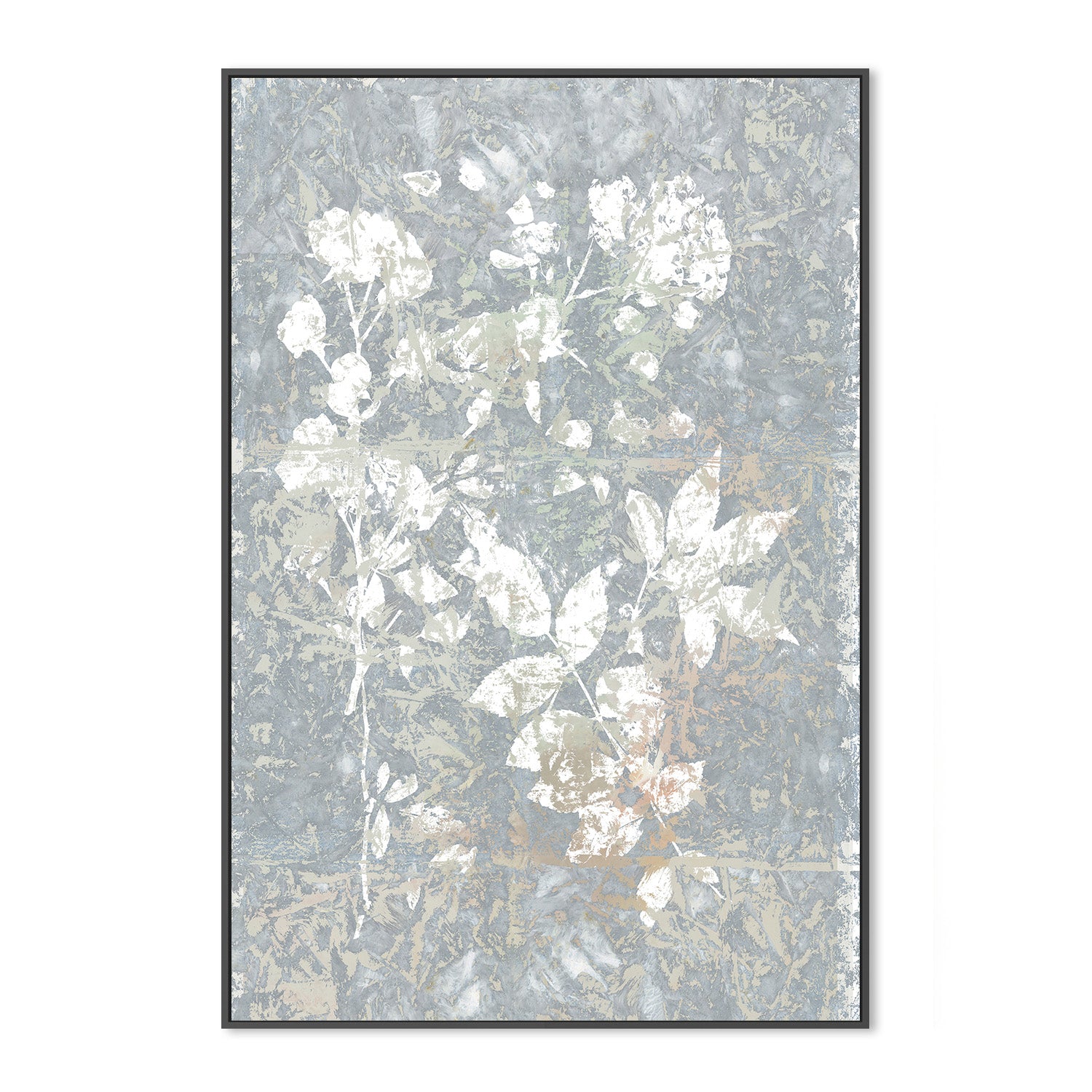 wall-art-print-canvas-poster-framed-Botanical White Textured Floral, Style 2-3