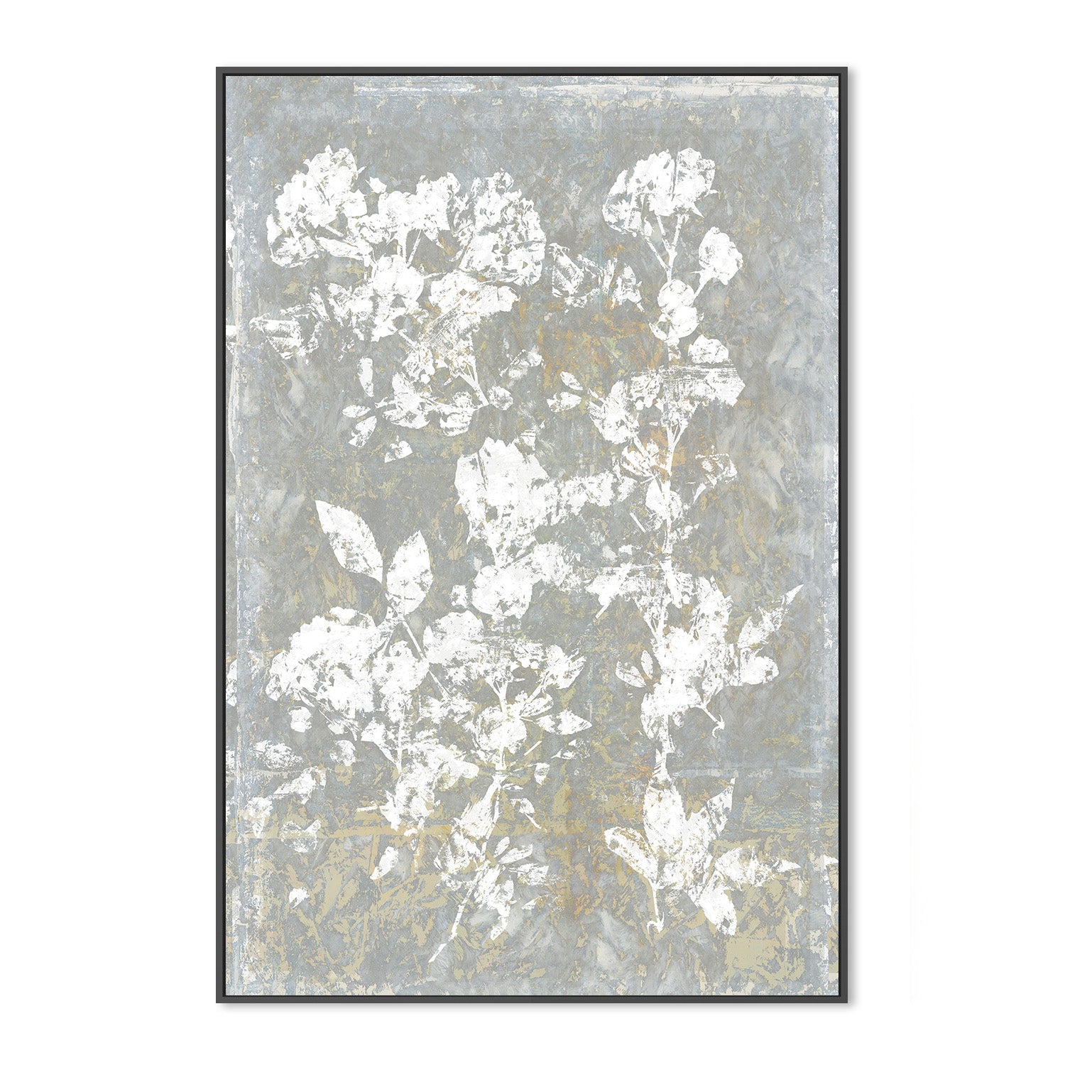 wall-art-print-canvas-poster-framed-Botanical White Textured Floral , Style A-3