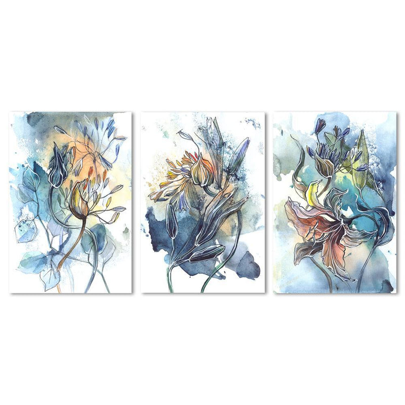wall-art-print-canvas-poster-framed-Breathe, Abstract Art, Watercolour Painting, Set Of 3-by-Gioia Wall Art-Gioia Wall Art