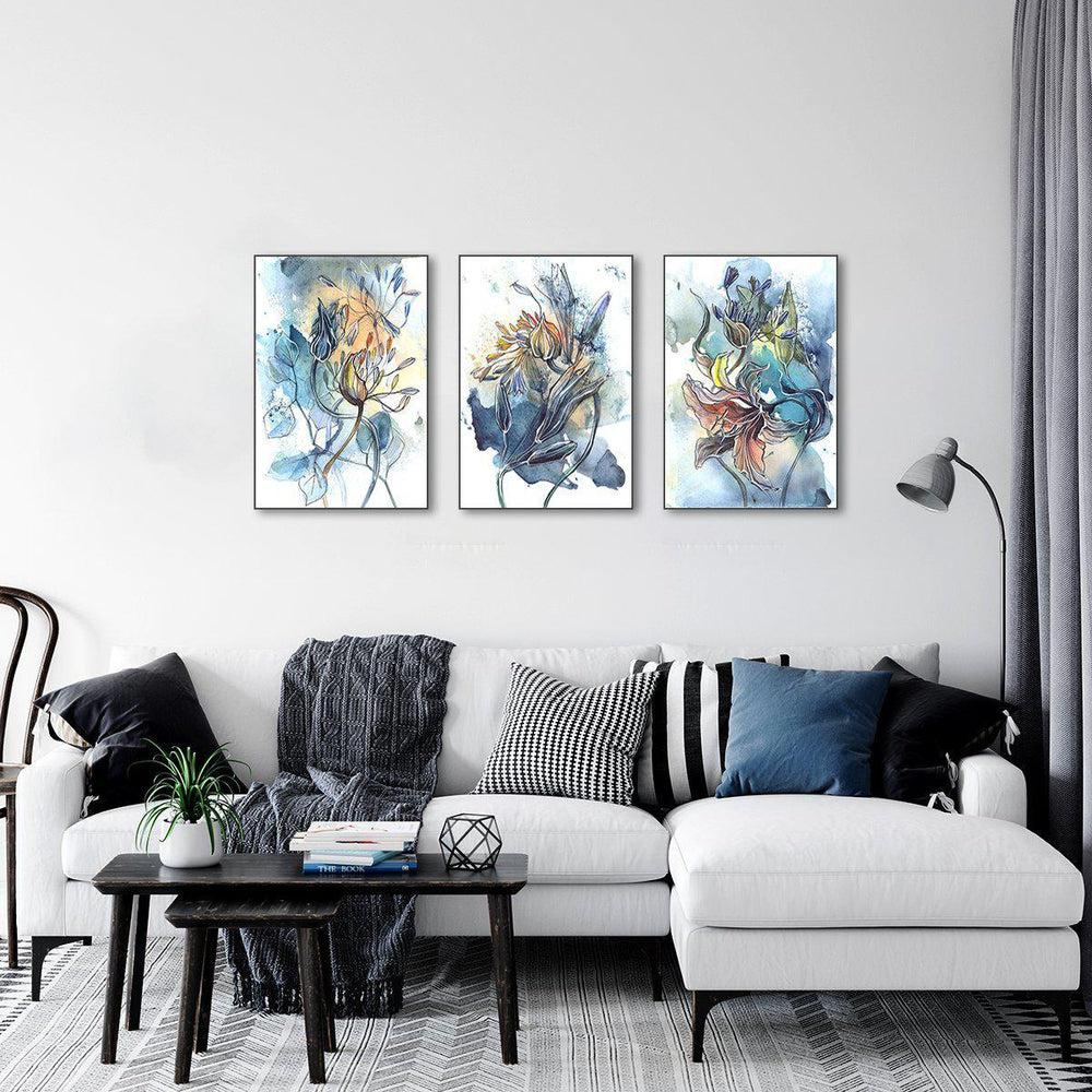 Breathe, Abstract Art, Watercolour Painting, Set Of 3 Wall Art Print