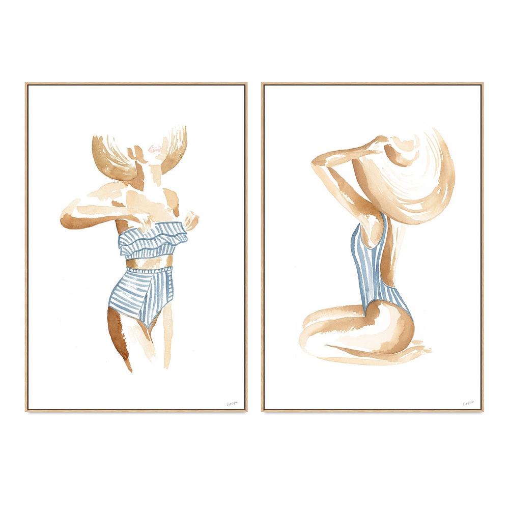 Breezy Beach Babe, Set Of 2 , By Cass Deller,Wall Art Canvas Print,