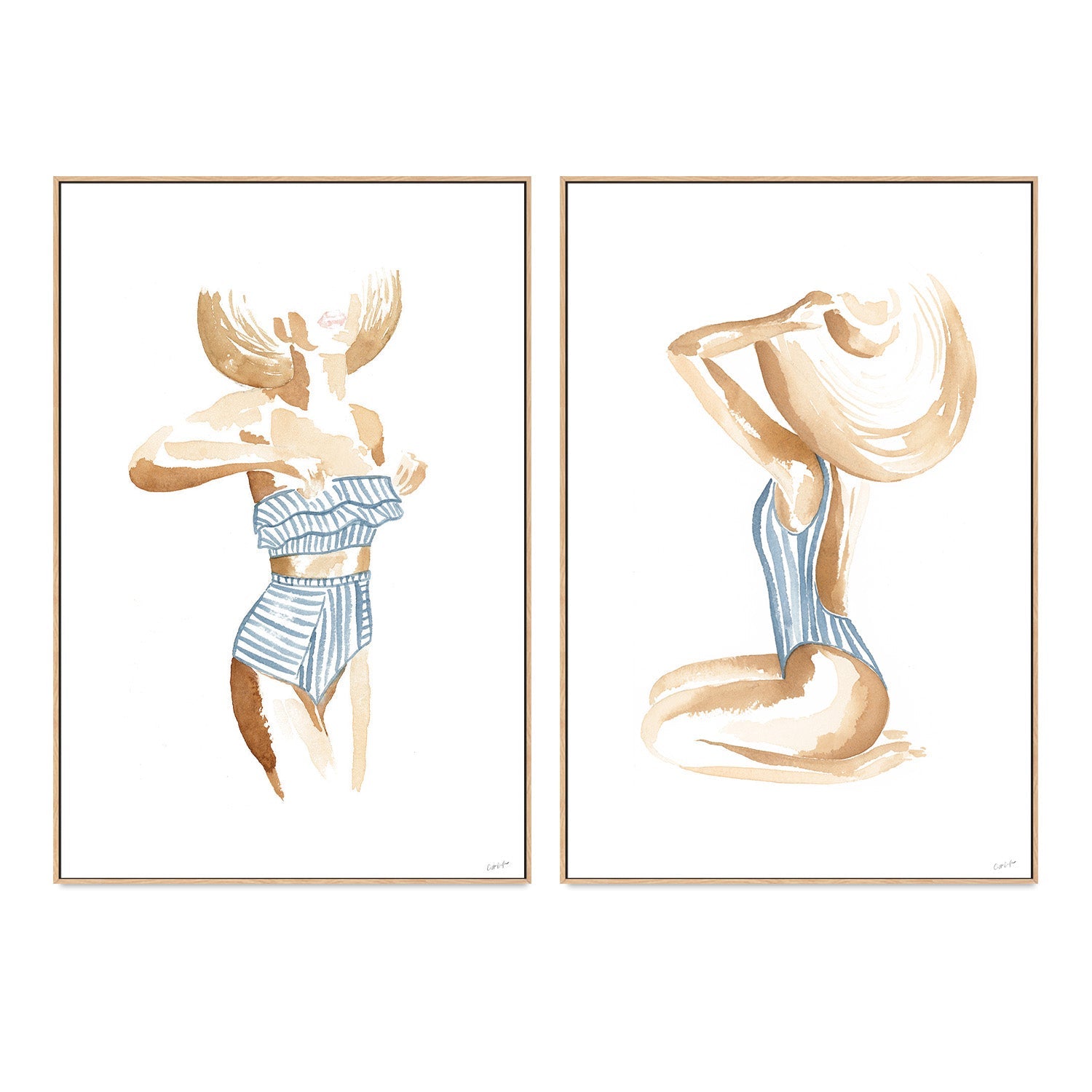 wall-art-print-canvas-poster-framed-Breezy Beach Babe, Set Of 2 , By Cass Deller-4