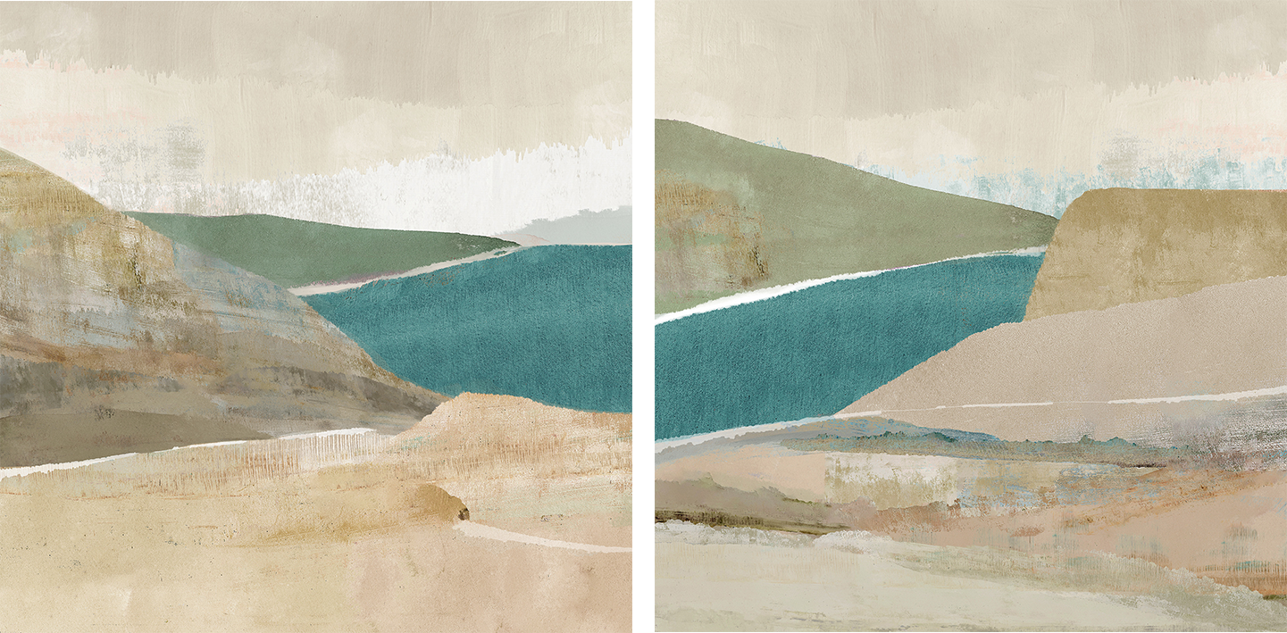 wall-art-print-canvas-poster-framed-Bright Stone Bay, Style A & B, Set Of 2 , By Flora Kouta-1