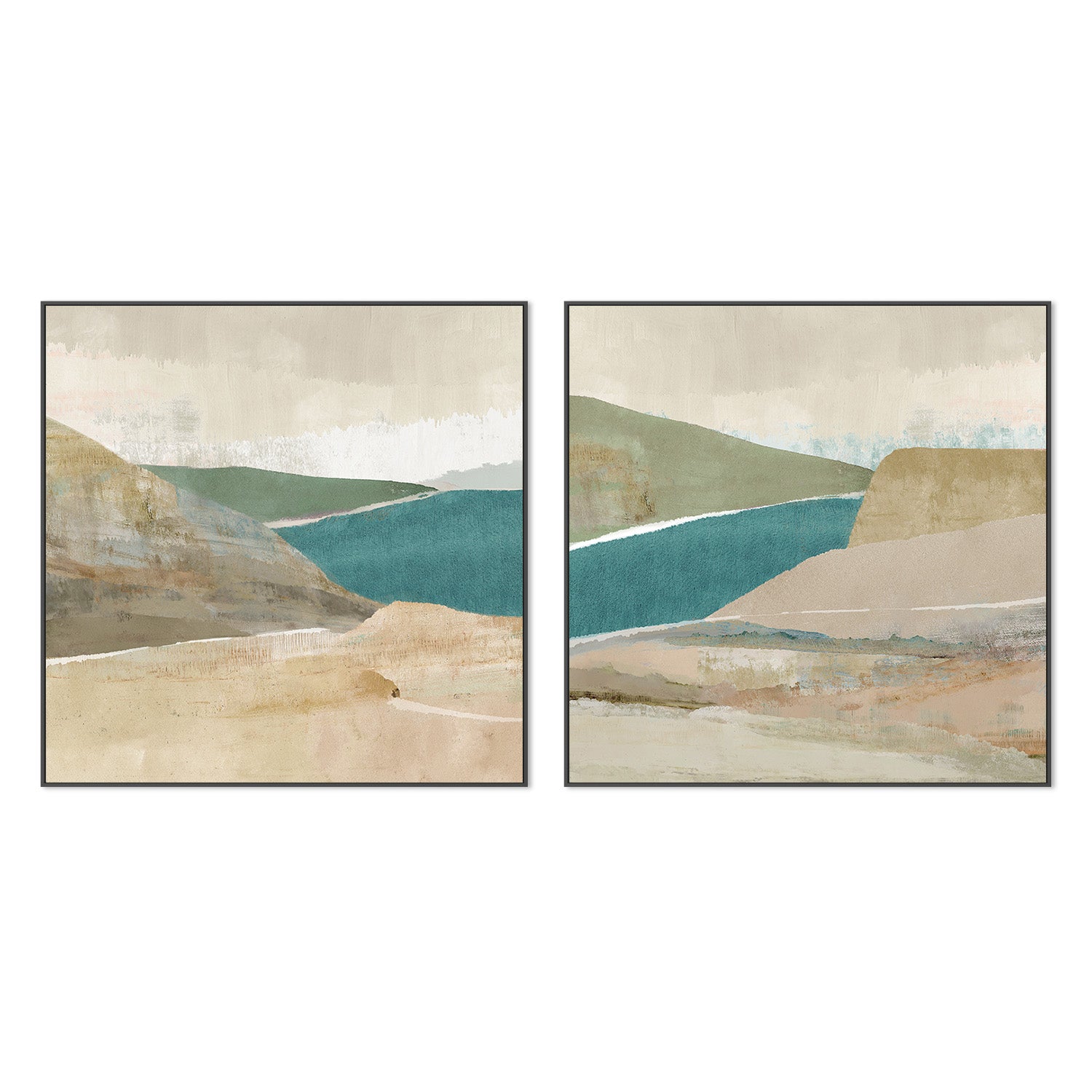 wall-art-print-canvas-poster-framed-Bright Stone Bay, Style A & B, Set Of 2 , By Flora Kouta-3