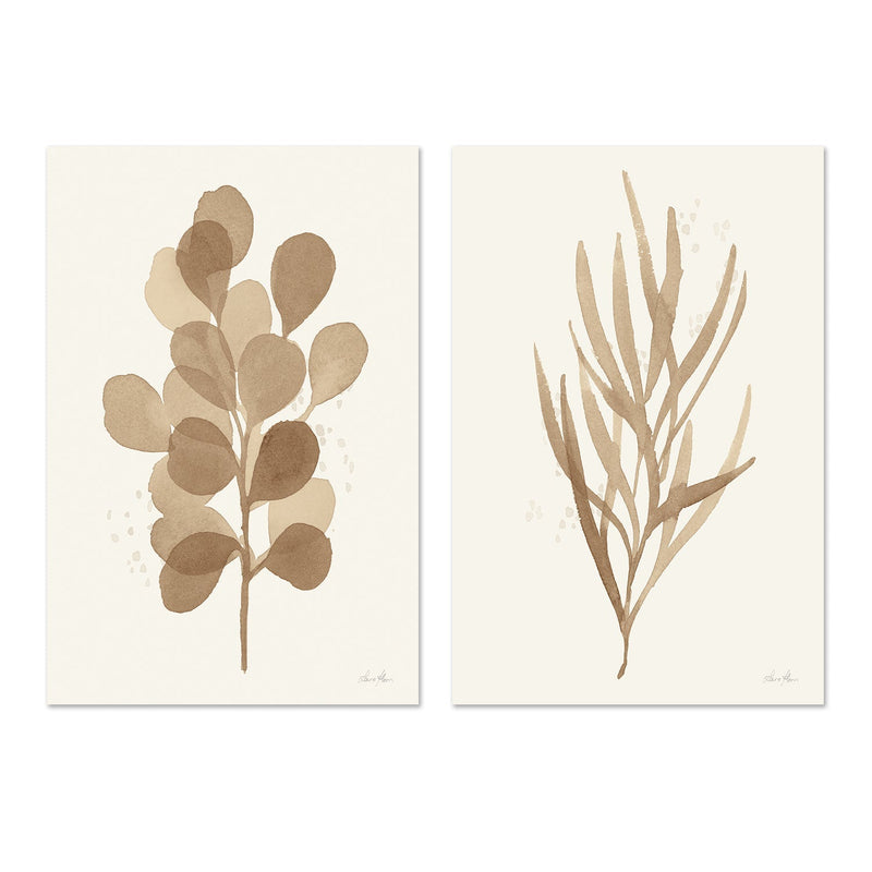 wall-art-print-canvas-poster-framed-Brown Leaves, Style A & B, Set Of 2 , By Laura Horn-GIOIA-WALL-ART