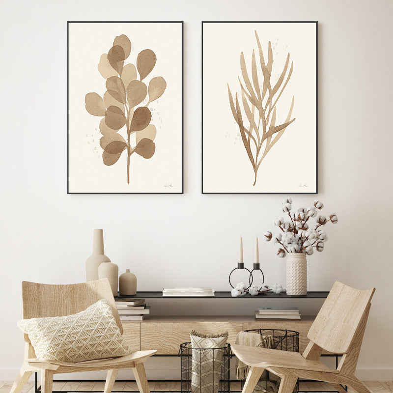 wall-art-print-canvas-poster-framed-Brown Leaves, Style A & B, Set Of 2 , By Laura Horn-GIOIA-WALL-ART