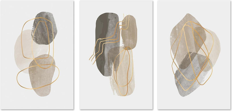 wall-art-print-canvas-poster-framed-Brown Pebbles, Style A, B & C, Set Of 3-GIOIA-WALL-ART