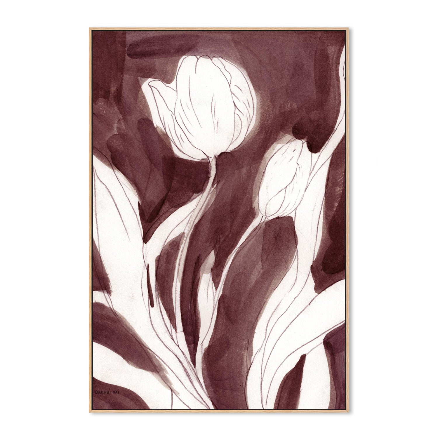 wall-art-print-canvas-poster-framed-Burgundy Tulip Sketch, Style A-4