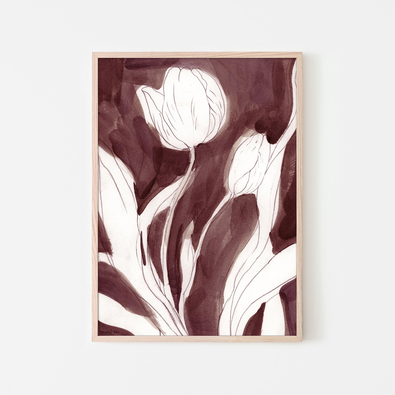 wall-art-print-canvas-poster-framed-Burgundy Tulip Sketch, Style A-6