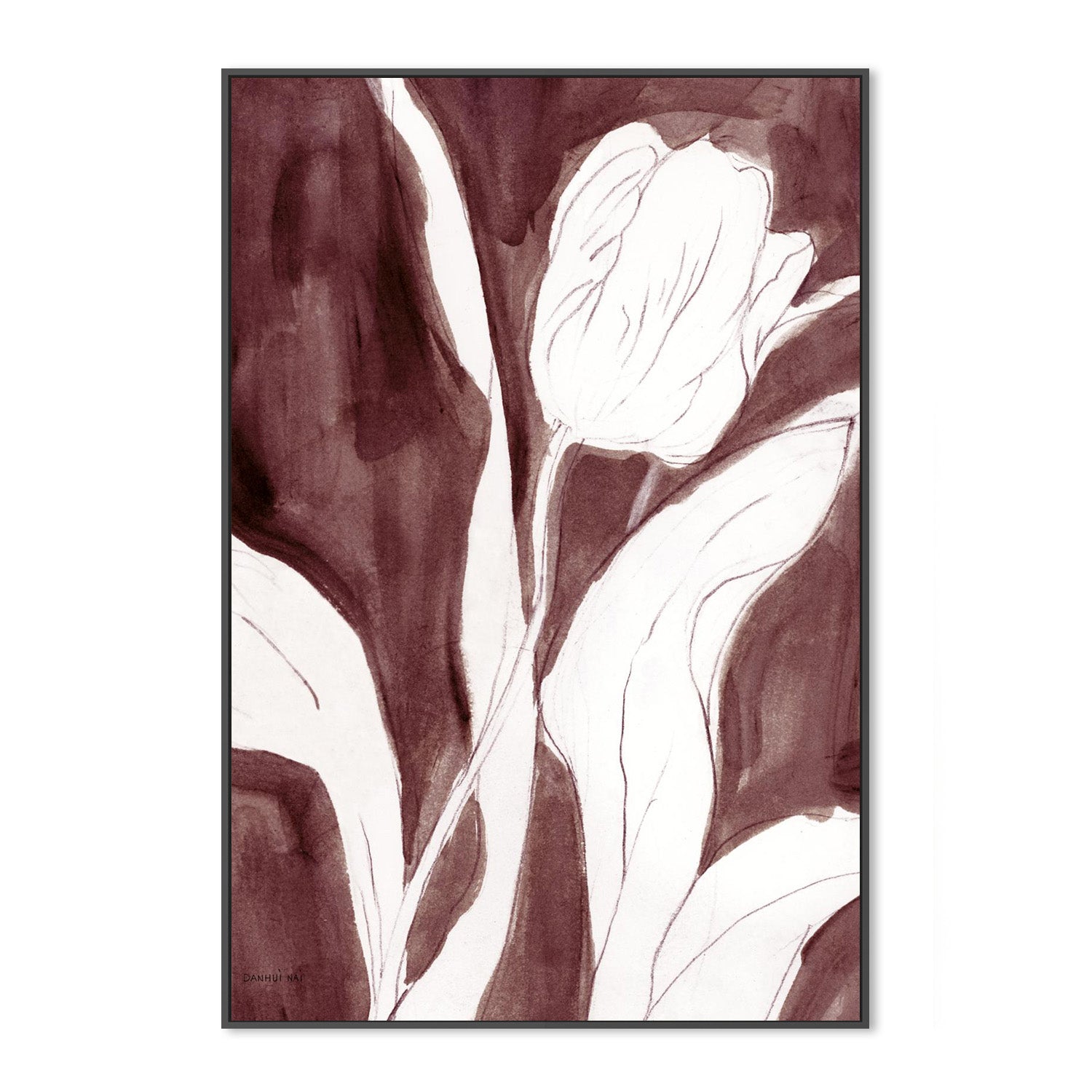 wall-art-print-canvas-poster-framed-Burgundy Tulip Sketch , Style B-3