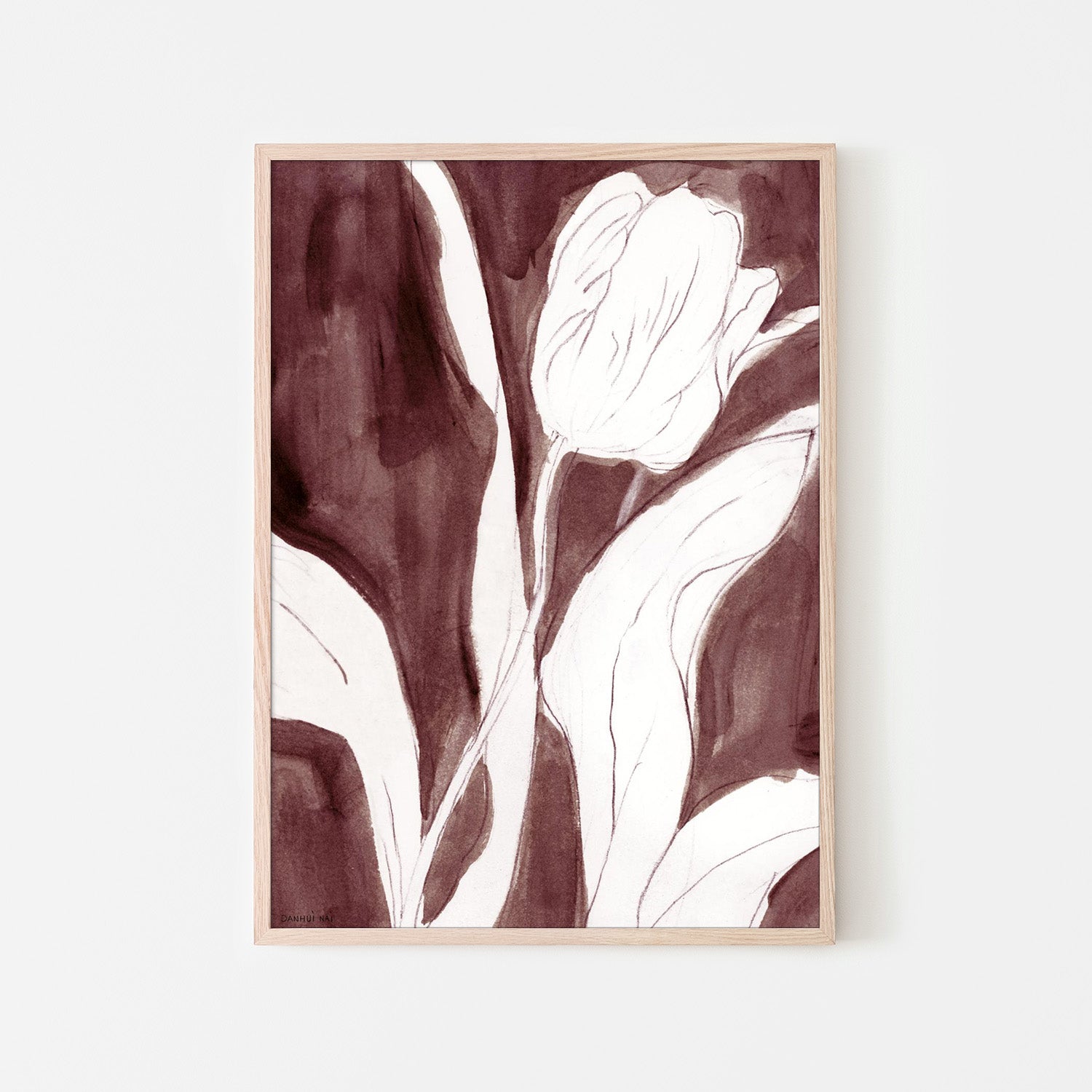 wall-art-print-canvas-poster-framed-Burgundy Tulip Sketch , Style B-6