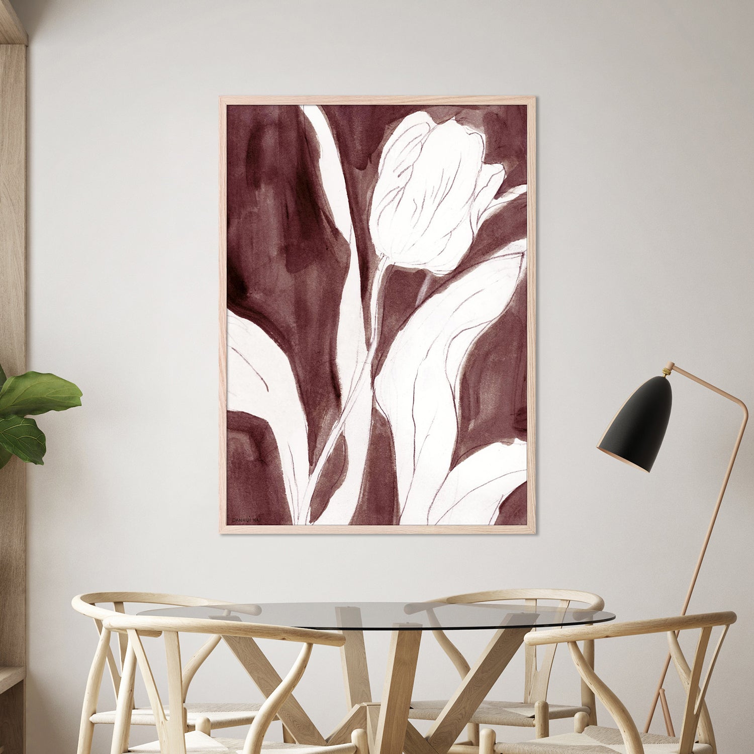 wall-art-print-canvas-poster-framed-Burgundy Tulip Sketch , Style B-7