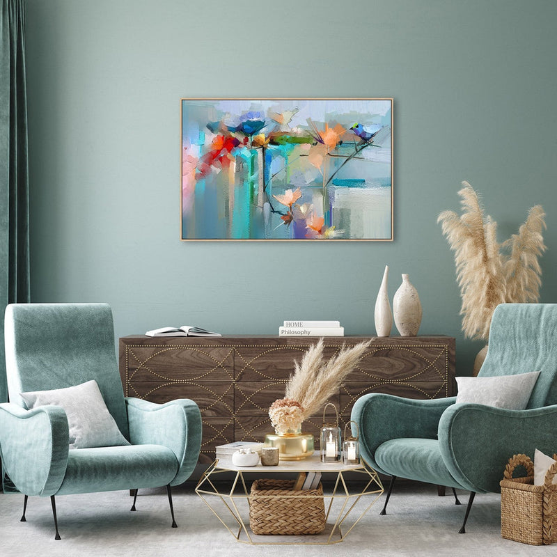 wall-art-print-canvas-poster-framed-Calm Blue Floral-by-Gioia Wall Art-Gioia Wall Art