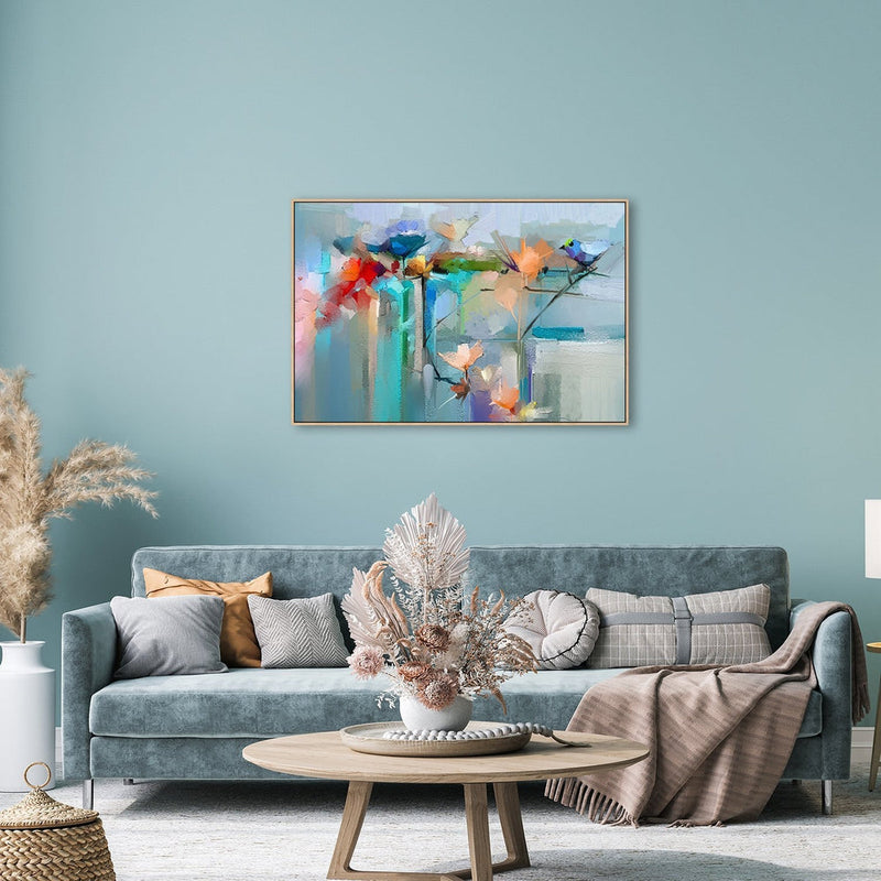 wall-art-print-canvas-poster-framed-Calm Blue Floral-by-Gioia Wall Art-Gioia Wall Art