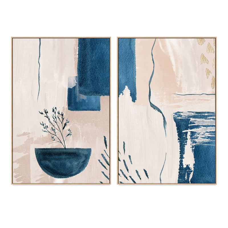wall-art-print-canvas-poster-framed-Calm Blues, Style A & B, Set Of 2, By Sally Ann Moss-GIOIA-WALL-ART