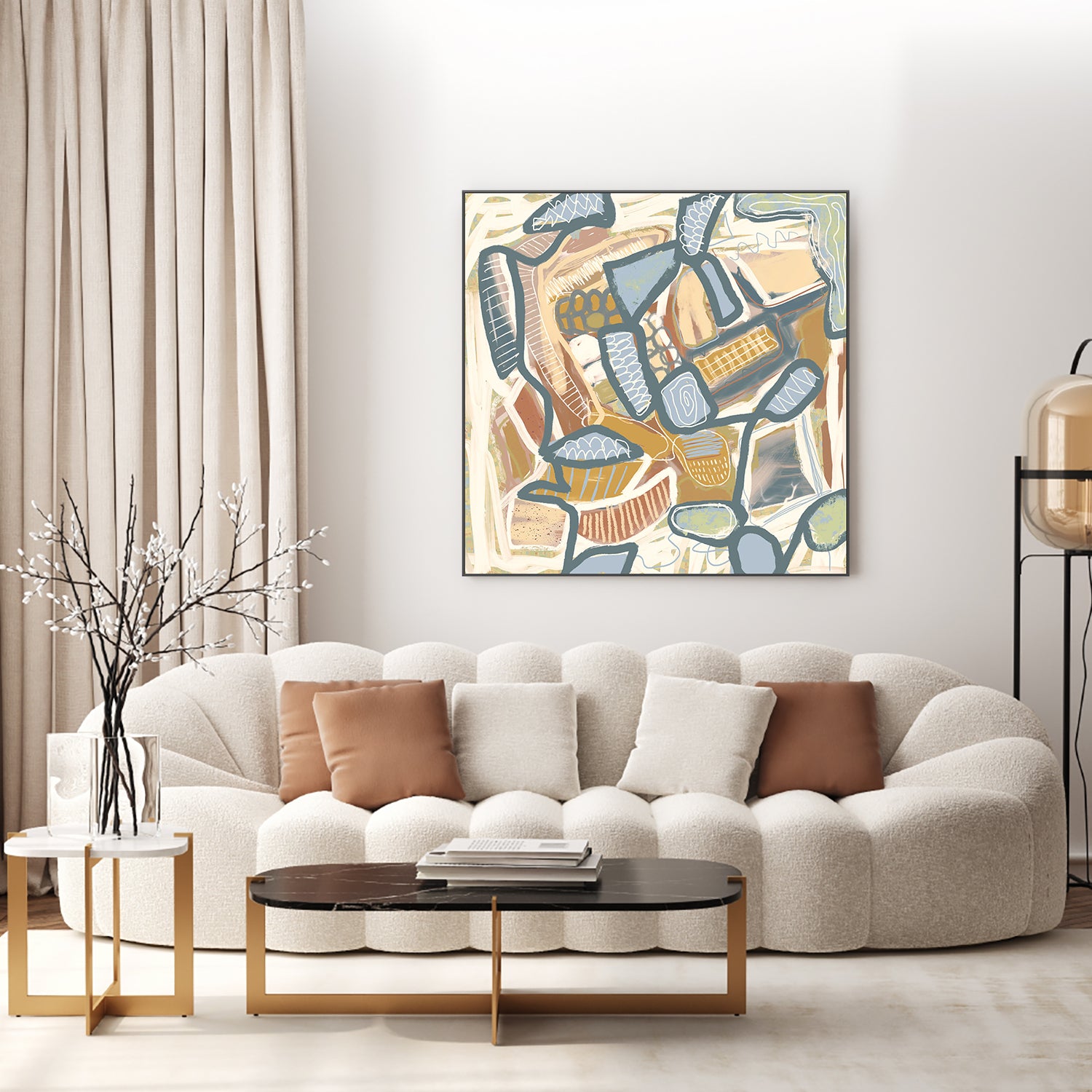 wall-art-print-canvas-poster-framed-Carnival, Mustard orange and Blue-7