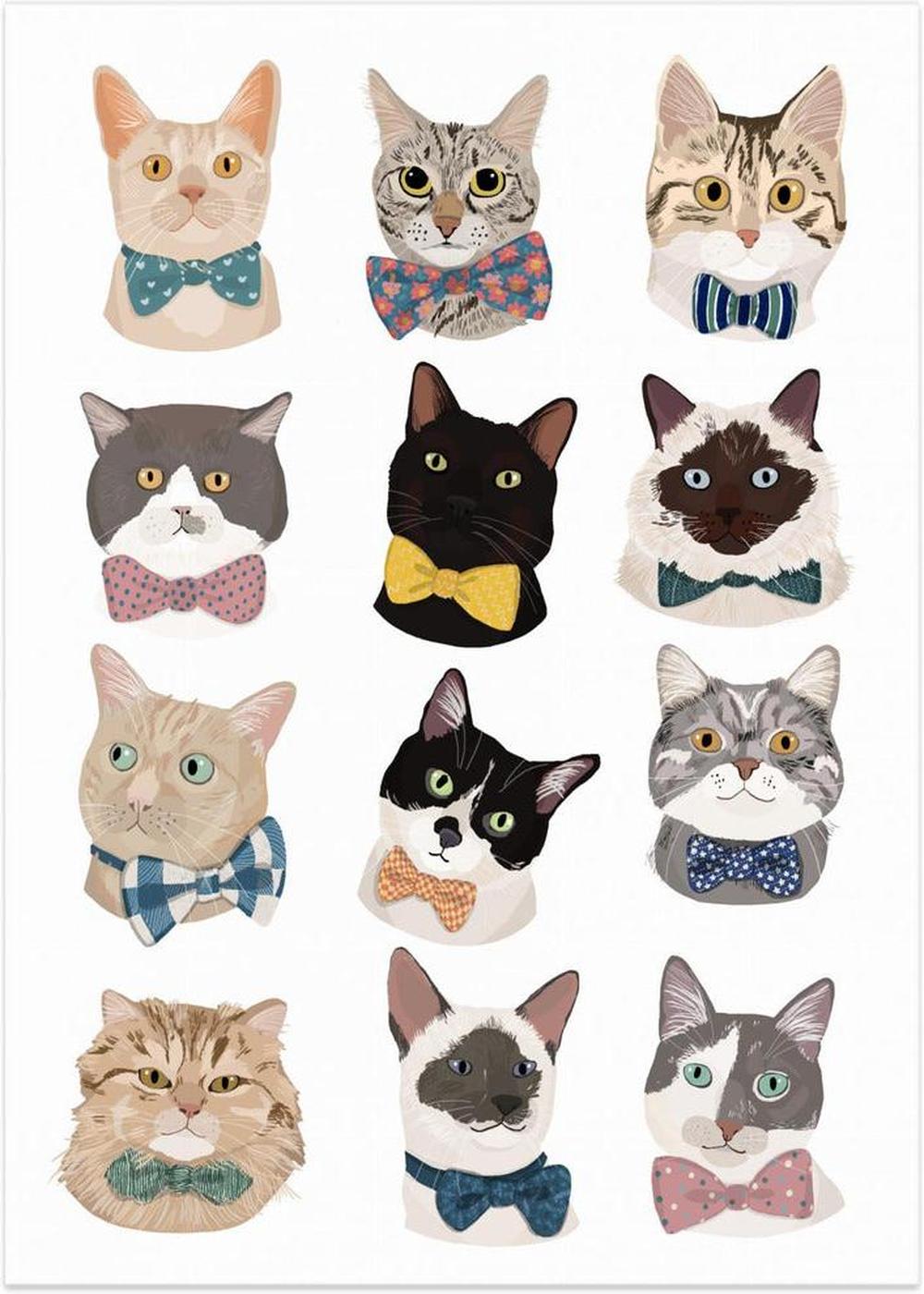 wall-art-print-canvas-poster-framed-Cats In Bow Tie , By Hanna Melin-1