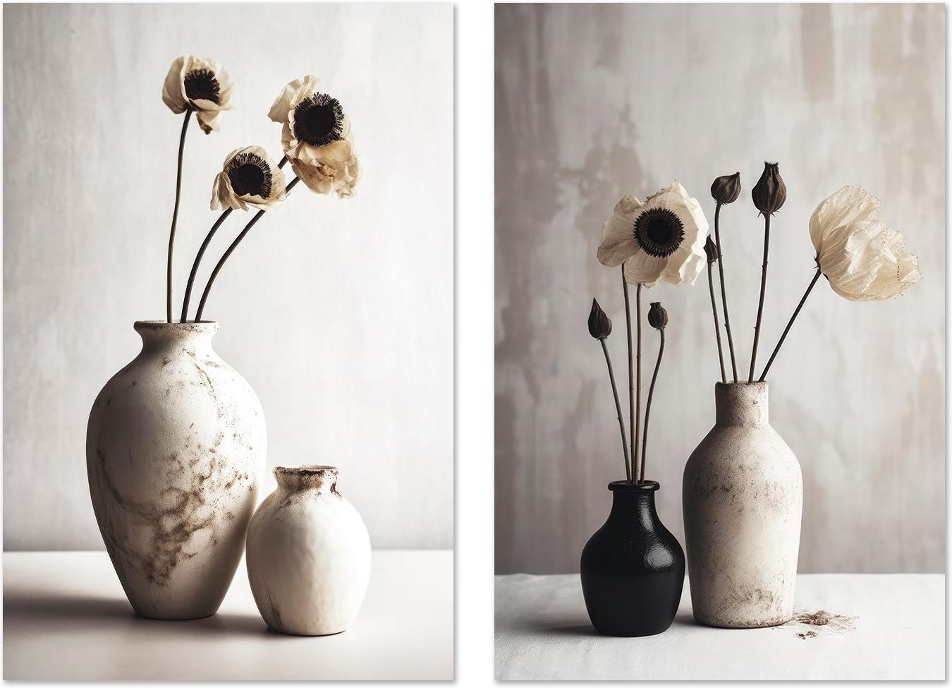 wall-art-print-canvas-poster-framed-Ceramic Vases, Style A & B, Set Of 2 , By Treechild-GIOIA-WALL-ART