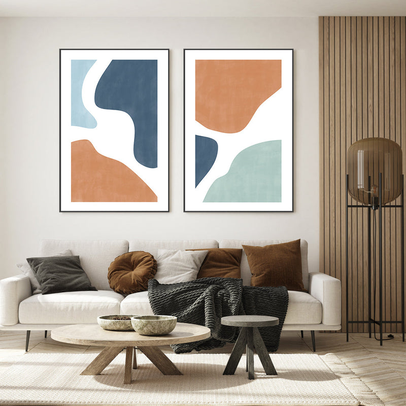 wall-art-print-canvas-poster-framed-Cerulean Blaze, Style A & B, Set Of 2 , By Elena Ristova-GIOIA-WALL-ART