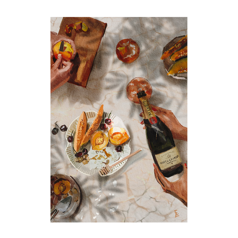 wall-art-print-canvas-poster-framed-Champagne & Peaches , By Ekaterina Zagorska-1