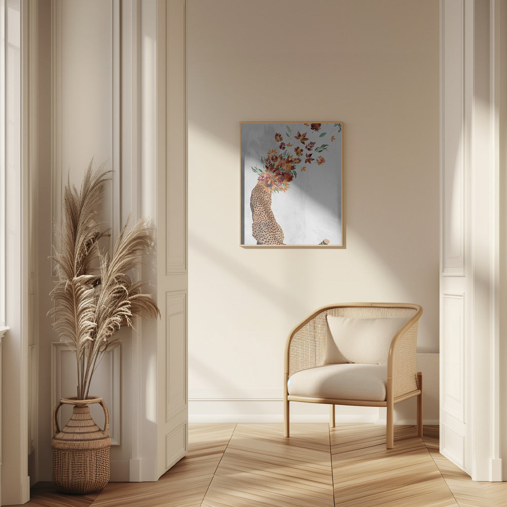 wall-art-print-canvas-poster-framed-Cheetah Autumn Leaves Head , By Sarah Manovski-7