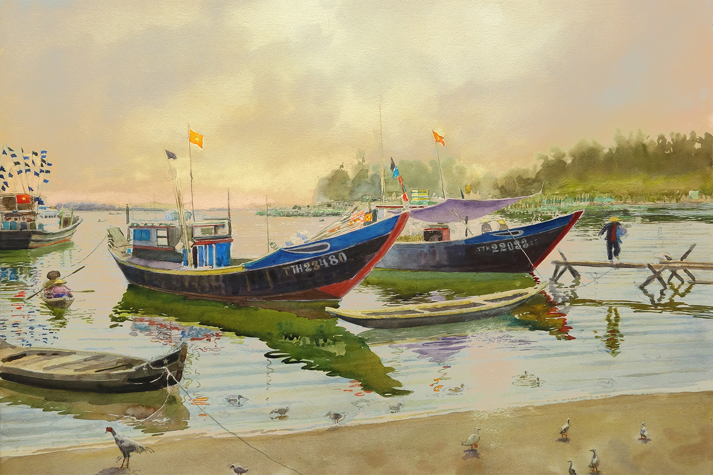 wall-art-print-canvas-poster-framed-CHICKS AND DUCKS, Vietnam , By David Dallison-1