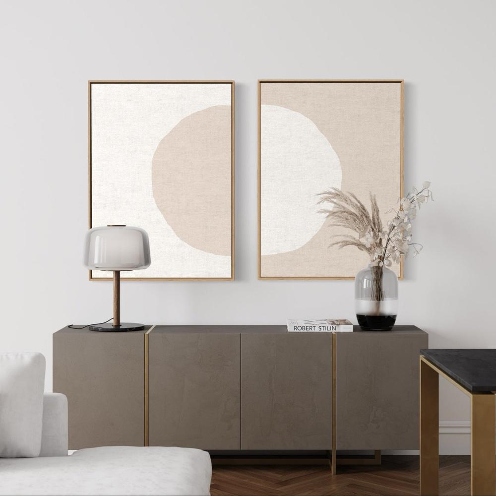 wall-art-print-canvas-poster-framed-Circle Pair Blush, Set of 2-by-Dear Musketeer Studio-Gioia Wall Art