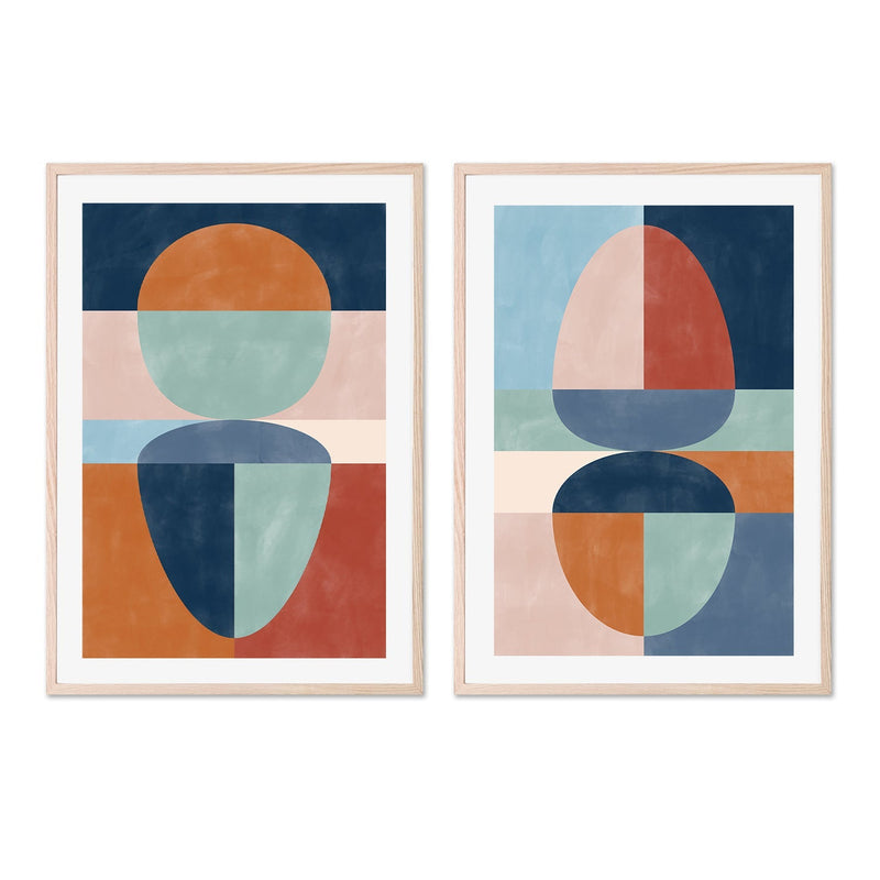 wall-art-print-canvas-poster-framed-Circular Fushion, Style A & B, Set of 2 , By Elena Ristova-GIOIA-WALL-ART