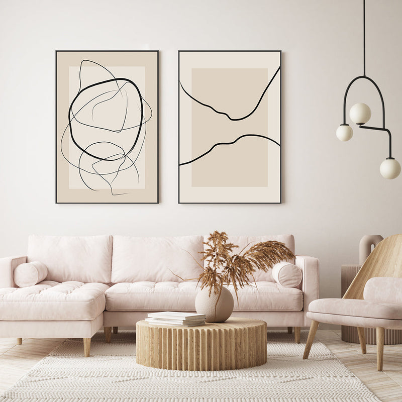 wall-art-print-canvas-poster-framed-Circular Soft Harmony, Set Of 2 , By Elena Ristova-GIOIA-WALL-ART