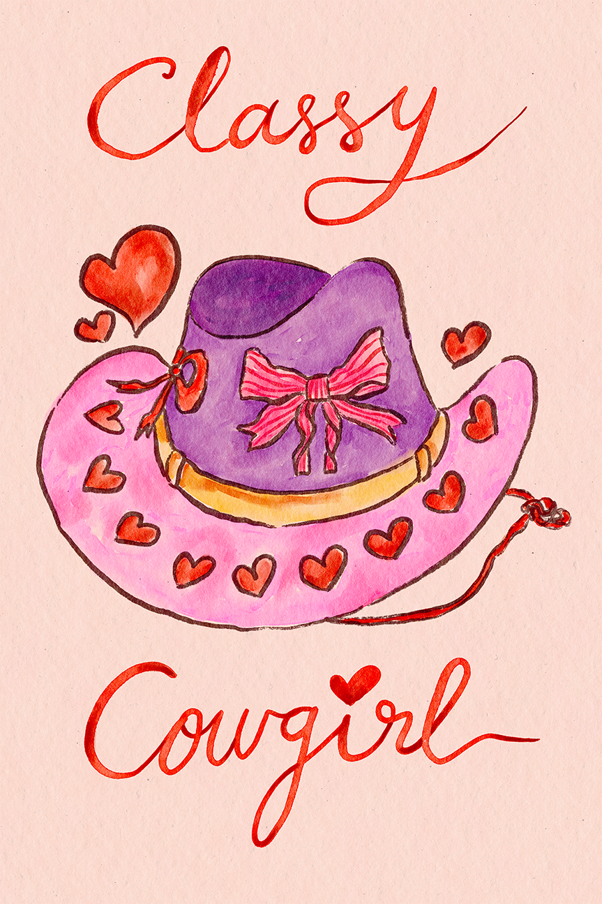 wall-art-print-canvas-poster-framed-Classy Coquette Cowgirl , By Kartika Paramita-1