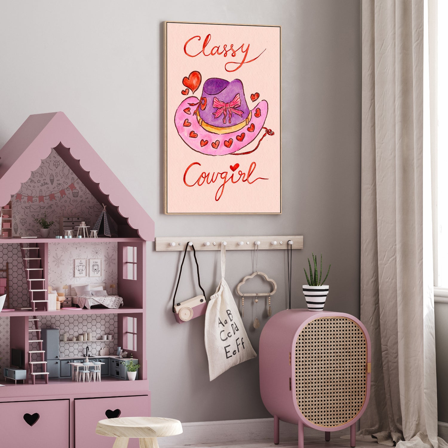 wall-art-print-canvas-poster-framed-Classy Coquette Cowgirl , By Kartika Paramita-7