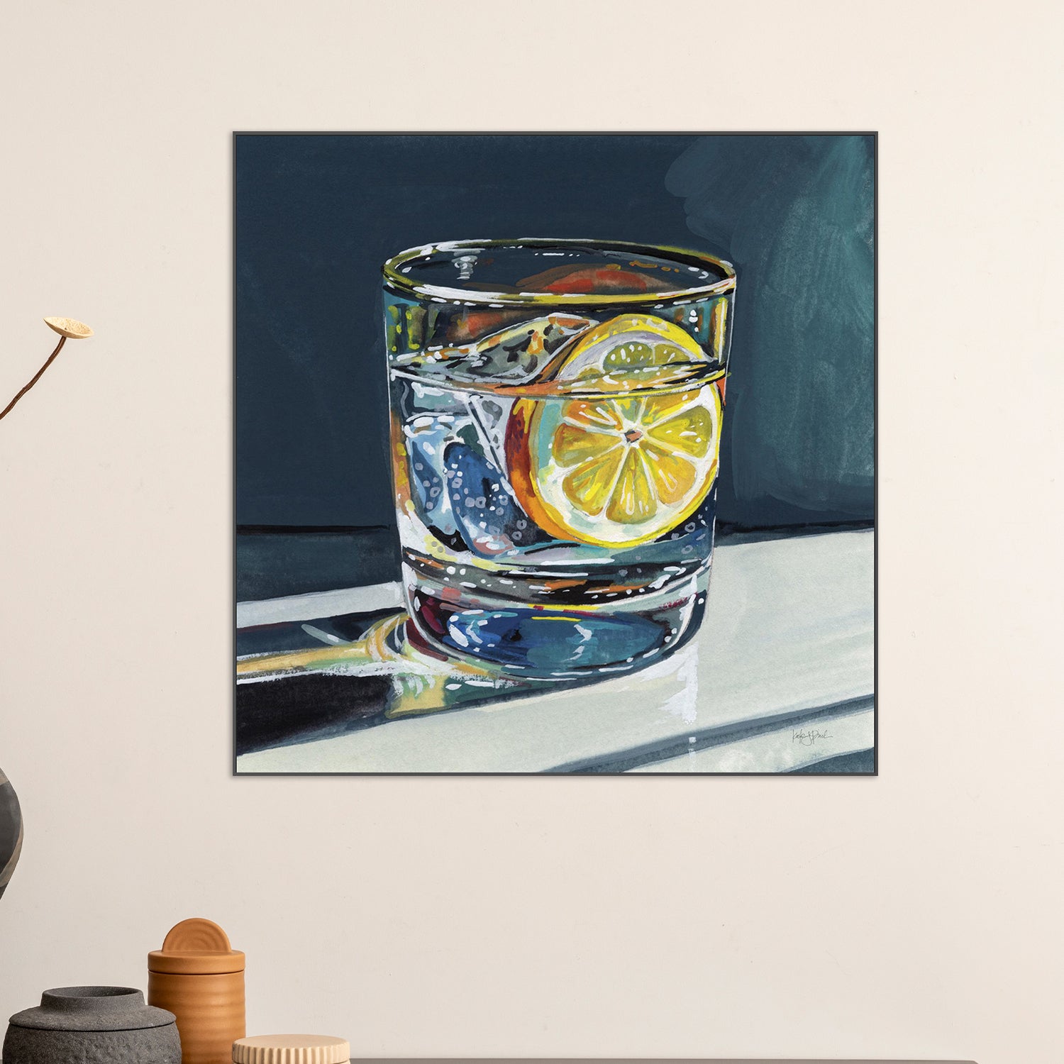 wall-art-print-canvas-poster-framed-Clear Cocktail With Lemon-2