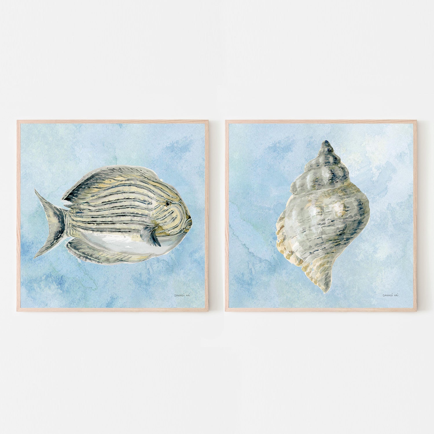 wall-art-print-canvas-poster-framed-Coastal Bliss V2, Style C & D, Set Of 2-6